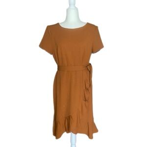 NWOT Calvin Klein Short Sleeve Ruffle Tulip Hem Tie Waist Dress Size 12